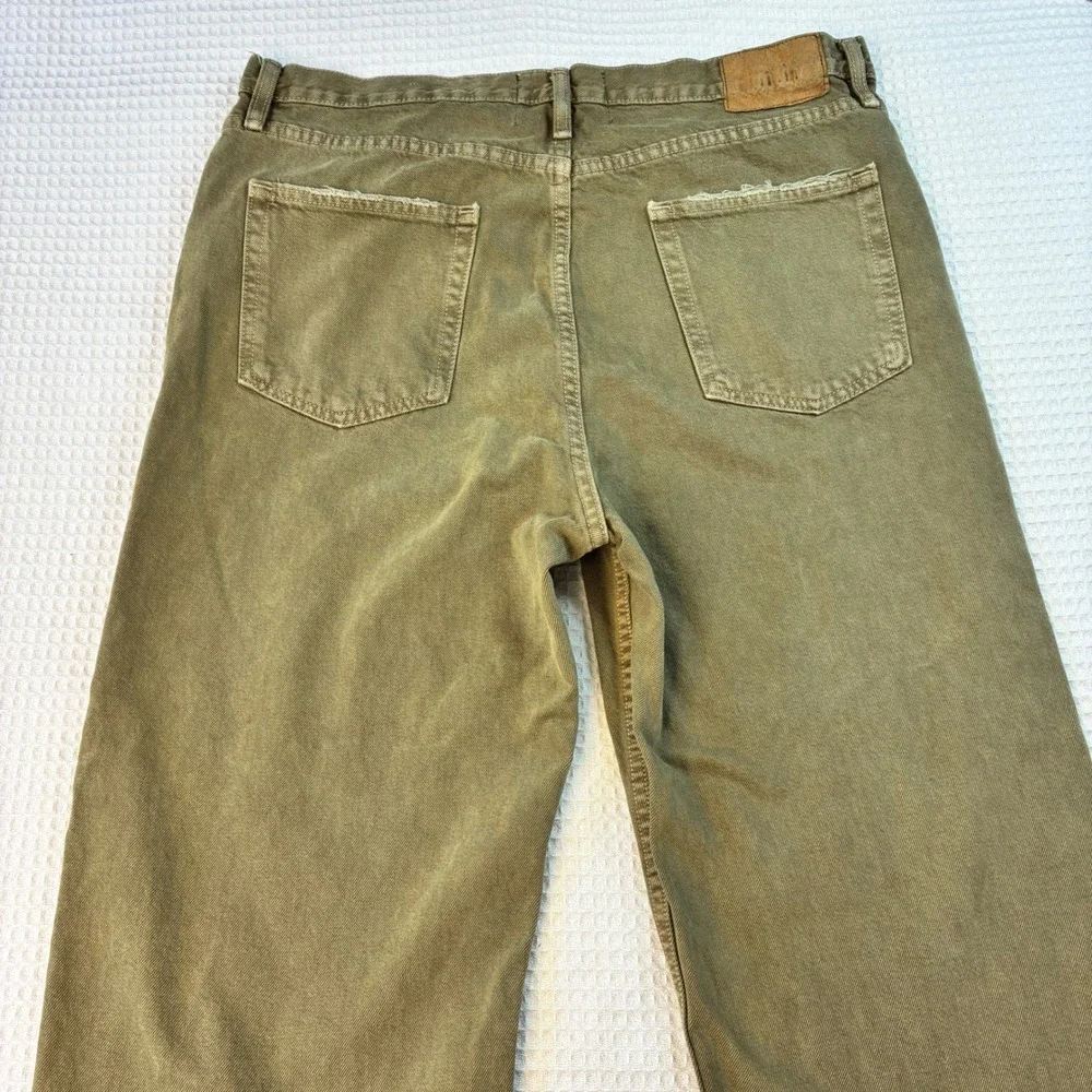 BDG Urban Outfitters Mens Skate Fit Jeans 34x34 Olive Green Distressed Wide Leg